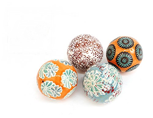 Schwimmkugeln Porzellan "FLOWER" 4 tlg. SET j 4cm