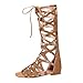 Produktbild Gladiator Sandalen für Damen, Sannysis Römersandalen Frauen Sommerschuhe Knie Hohe Stiefel Peep Toe Strandschuhe Schnürsandalen Flach Elegant Brown 41