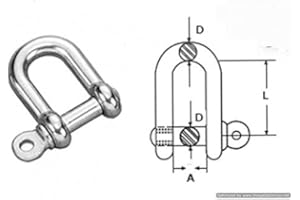 GRAPHSKILL 4mm STAINLESS STEEL 316 (A4) D shackle Pack Size : 2