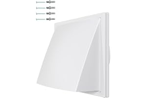 DEMLOU Biała Osłona Wentylacyjna Ścienna z Grawitacyjną Zasuwą | Trwała Kratka ASA z Kołnierzem | Odporna na Warunki – Ochrona przed Wiatrem i Deszczem – Zasłona Przeciwcofkowa. (Średnica: 100 mm)