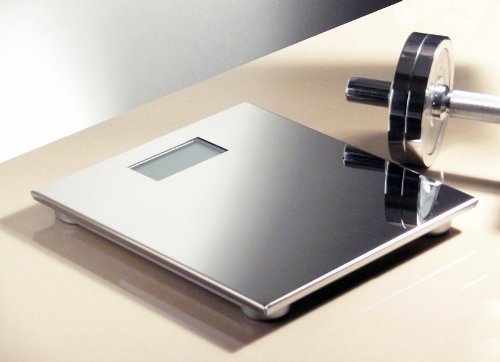 Designwaage, Personenwaage bis 200Kg mit Jumboanzeige, Hochglanzpoliertes Edelstahl