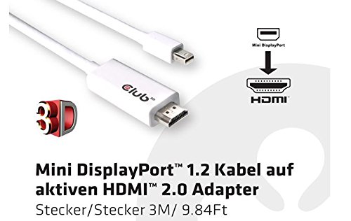 Club 3D CAC-1173 Mini Display Port 1.2 Kabel auf aktiven HDMI 2.0 Adapter 3m weiß - 4
