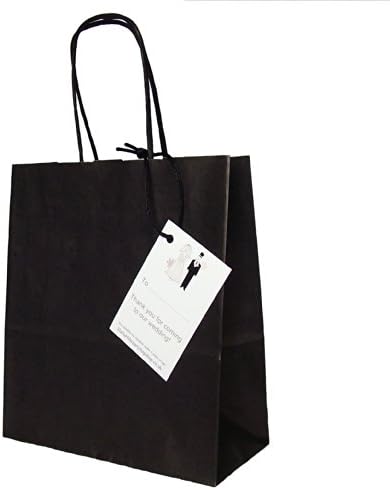 Wedding Paper Favour Black Gift Bags With Thank You For Coming To My Wedding Tag (Pack of 3)