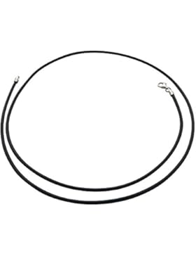 Kurze Lederkette LSR 45 Schwarz 2,5 mm / 45 cm Halskette Leder mit 925er Sterling Silber Karabiner-Verschluss