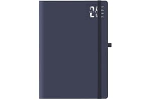 Agendepoint.it - Agenda giornaliera 2025 matra chiusura elastico 15x21cm A5 rubrica multilingua - Blu