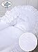 NEW LUXURY LARGE WHEELED NATURAL WICKER CRIB / MOSES BASKET / BASSINET / BABY COT - SOLID WOODEN BASE + QUALITY WHITE BRODERIE ANGLAISE BEDDING SET WITH DECORATIVE FRILL + QUALITY BRITISH MADE MATTRESS