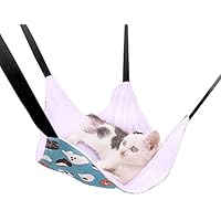 Gato de animal doméstico patrón de dibujos animados reversible jaula de goma colgante cama hamaca rosa con gatos