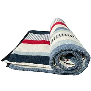 Altica Decor Striped Towels for Men and Women | Quick Drying and Absorbant Pure Cotton Velvet Touch Bath Towels | Large Size Full Body Towel for Shower Gym Spa, 80 x 160 cm, Blue and Red