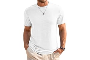 Runcati Herren T-Shirt Rundhals Kurzarm Sommer Oberteile Regular Fit Sport Fitness Funktionsshirt Einfarbig Basic Unterhemd Business Shirts