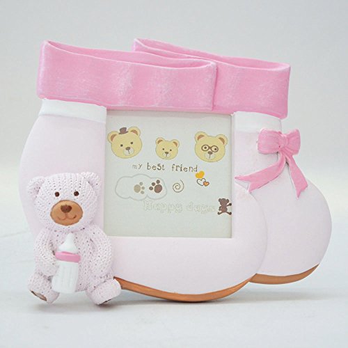 Giftgarden 5×5 Bilderrahmen in Schuhsform ideal für Babysfotos rosa - 3