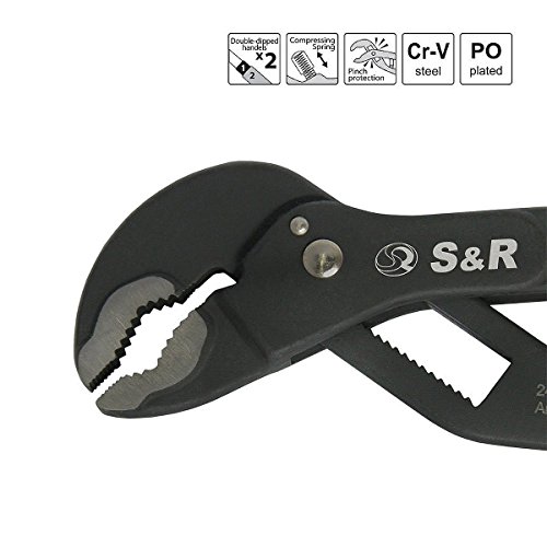 S&R Automatische Wasserpumpenzange mit patentiertem Schnellspannmechanismus 240x35mm, CR-V, doppelt ummantelte Griffe - 4