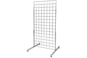 THE SHOPFITTING SHOP Panneau d'affichage à poser au sol en maille - 0,6 m de large x 1,5 m de haut - Chrome - Pour magasin de détail et rangement à la maison