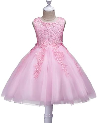 Princess Lily UK SELLER Gorgeous Girl Flower Dress With Matching Tiara Perfect For All Occasion Birthday Wedding Bridesmaid Christening Formal Evening Flower Girl Christmas Gift (Pink, 3-4 Years)