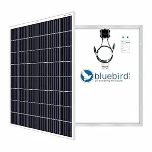 Bluebird Solar 250 Watt - 24 Volt Mono PERC Crystalline Solar Panel | BIS Certified | High Efficiency | 5BB A+ Grade Solar Cells | Junction Box with MC4 Connector | Home Lighting & Battery Charging