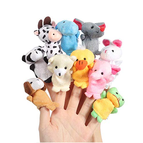 Lumanuby - Lot de 10 marionnettes à doigts - Jouets pour bébé - En forme de petits animaux de la ferme - En peluche douce