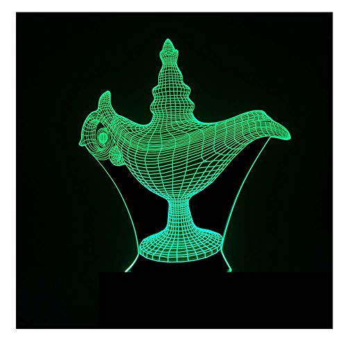 3d Optical Illusion LED Lamps Night Light, Amazing 7 Colors Quick Touch Switch, USB powered Deco Lamp, Birthday Christmas Holiday Gift For Kids and Friends, Aladdin Magic Lamp