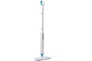 Amazon Basics Steam Mop for Hard Floor Cleaning with 450ml Tank, 6m Cord, 3 Washable Pads, White
