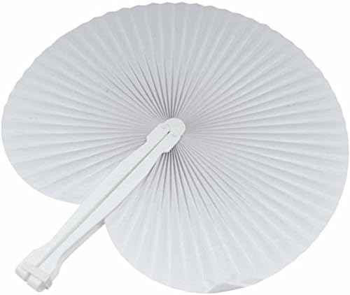 Paper Fan, Lance Home® 20pcs Plastic Folding Hand Fan for Party Heart Paper Painting Gift DIY Decoration, White