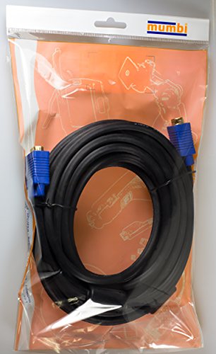 mumbi High Quality VGA Kabel FERRIT 15polig Stecker / doppelt geschirmte Koax RGB Leitungen / 10m Monitorkabel mit Ferrite - 6