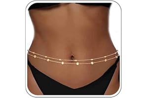 Atentuyi Layered Pailletten Bauch Taille Kette Set Sexy Bikini Strand Geschirr Gold Perlen Körper Kette Körperschmuck Für Frauen Und Mädchen 2 Stück