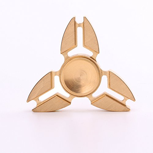 Hand Spinner, Anskp Brass Metal EDC Tri-Spinner Focus Toy - High Speed Metal Bearing 1-3 Minute Spins Finger Spinner For Stress, Anxiety, ADHD, Reducer and Boredom -Gold