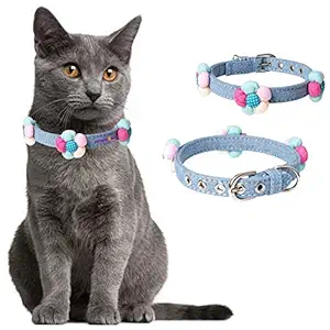 Petlicious & More 3D Flower Adorment Designer Comfortable Hemp Cat Collar (Small)