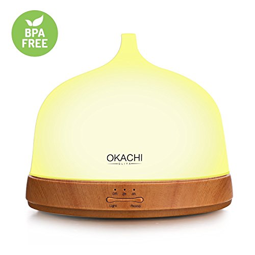 Preisvergleich Produktbild OKACHI GLIYA Ultraschall Aroma Diffuser Aromatherapie Holz Luftbefeuchter Duftzerstäuber LED Duftlampen mit 7 Farben Duftöl Diffusor für Wohnung, Schlafzimmer, Büro, SPA, Salon, Yoga usw. BPA-frei