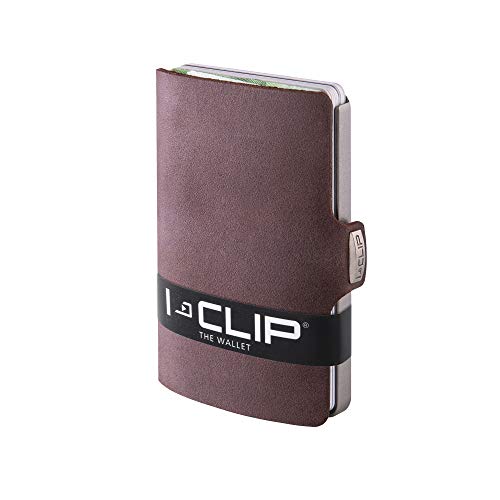 I-CLIP ® Cartera Soft-Touch Marrón, Metallic-Grey (Disponible En 9 Variantes)