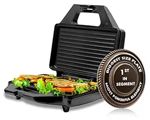 KATTICH Big Jumbo Size deep Fill Electric Automatic Grill Sandwich Maker/Toaster Machine with Fixed Non Stick Plates for Home use 1000 W, (Silver)