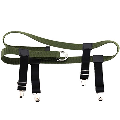 Preisvergleich Produktbild Tinksky Verstellbare Hosenträger Hosenträger Elastische Gurte Rutschfeste Spannklemmen Clips Unisex (Army Green)