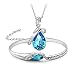 Habors 18K White Gold Plated Blue Austrian Crystal Pendant Set for Women(JFCOMD031) RS.449.00
