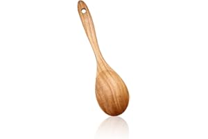 KWKPR Cuillère de Cuisine en Bois, Cuillère À Mélanger en Bois À Long Manche, Cuillère de Cuisine pour Remuer, Mélanger, 26 x 6,5 cm