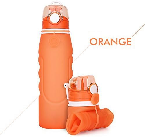 Quner® Collapsible Water Bottle Leak Proof Twist Cap BPA Free FDA Approved Silicone Foldable Sports Bottle for Running, Hiking, Camping, Cycling and Traveling, 750ml