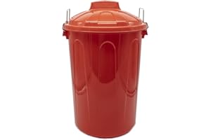 CABLEPELADO Cubo de Basura con tapa, Cubo basura Industrial, Cubo basura Plástico con asas metálicas, Contenedor residuos, 78 cm alto x 48.5 cm Diámetro superior, Capacidad 100 Litros, Rojo