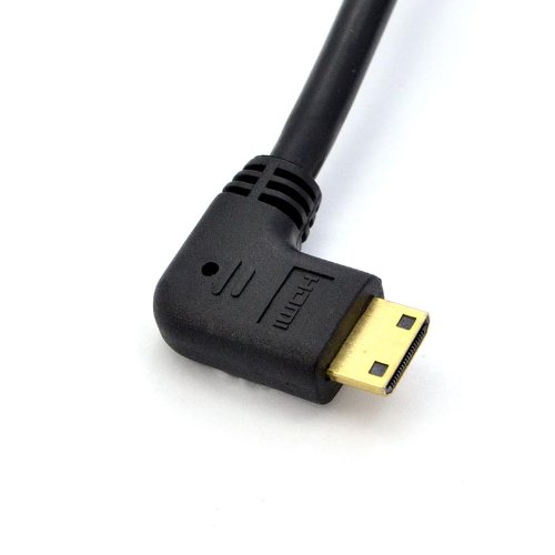 Links Abgewinkelt Mini HDMI Stecker auf HDMI Stecker Frühling Spiralkabel Kabel 1.5m - 2