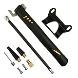 Gifort Pompa per bici, 120 PSI Mini pompa a sfera portatile ultraleggera con ago, ugello aria, valvole Presta & Schrader e supporto per telaio per bici da strada, da montagna e BMX