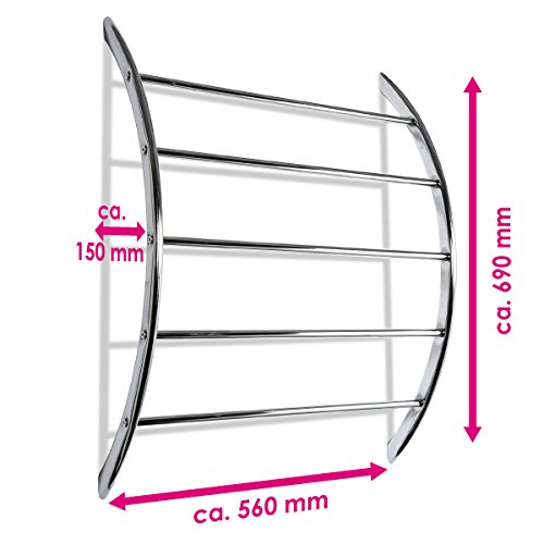 bremermann® Handtuchhalter zur Wandmontage mit 5 Stangen aus Metall, verchromt - 5