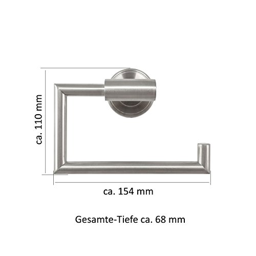 Badserie Ambiente – Toilettenpapierhalter, WC-Rollenhalter, Klopapierhalter aus robustem, hochwertigem Edelstahl matt – zur Wandmontage - 7