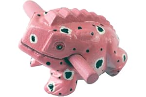 KIDYPOOL Frog Guiro - Blocco di legno da 10,2 cm, strumento musicale a percussione, dimensioni perfette in legno naturale, rana (rosa)
