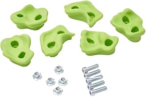 TRIBECCO Lot de 5 pierres d'escalade pour mur d'escalade, poignées d'escalade avec kit de fixation, différentes formes, taille 8 x 11,5 cm, en plastique, pour l'extérieur et l'intérieur, vert tilleul