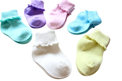 Moolecole Bamboo 6 Pairs Soft Baby Kids Socks fo Boys Girls Age 0-5