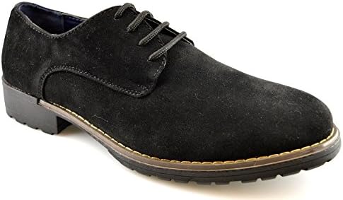 Mens New Faux Suede Smart Casual Lace Up Desert Gibson Dress Shoes Size 7-11 - Black - UK 8