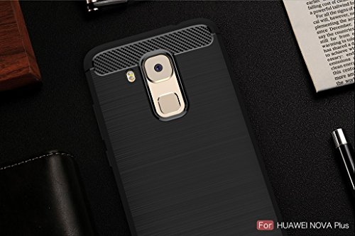 Funda Huawei Nova PLUS  XiDe Carcasa Ultra Delgado Ligero Silicona con Anti-Ara  azos Espalda Carcasa Fibra de Carbono Funda para Huawei Nova PLUS - Negro