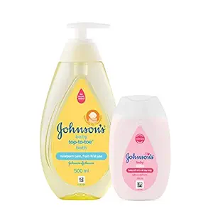 Johnsons Baby Bath Top To Toe Baby Bath For New Born Combo 500ml with Free Baby Lotion, 100ml