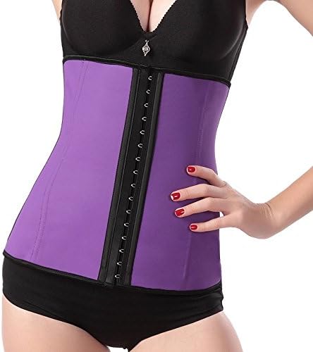HAMANY Women's Latex Waist Cincher Training Corset Sport Shaper Girdle Purple,Size XS