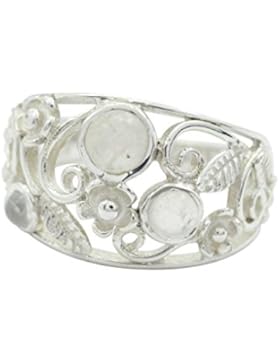 ansprechender Regenbogen Mondstein 925 Sterling Silber weißen Ring suppiler l-1.5 de