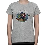 Regular fit, soft feel cotton DreamGirl Young Skater Flying. Urban Illustration Womens T-Shirt Large