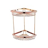 Ablagekorb Kupfer Fan Dreieck Korb Bad Badezimmer Ecke Ecke Rahmen Doppel Regal Ablagekorb, Gold (Farbe : Rosegold, Größe : -)