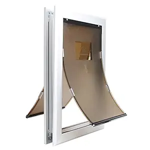 MAVRICFLEX Dog Door, Large Dog Door Dual Flaps Fits Doors Up to 2'', Aluminum Locking Dog Door with Slide in Panel for Pets Up to 110 lbs, Dog Doors for Large Dogs with Strong Magnetic for Tight Seal