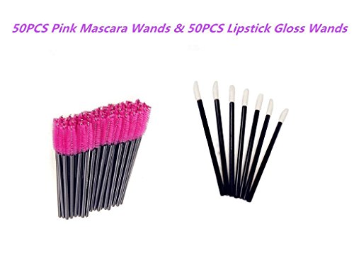 G2Plus 100 PCS Eyelash Brushes Mascara Wands Disposable Eyebrow Castor Oil Brush Makeup Tool (50 Eyelash brushes + 50 Lip brushes)